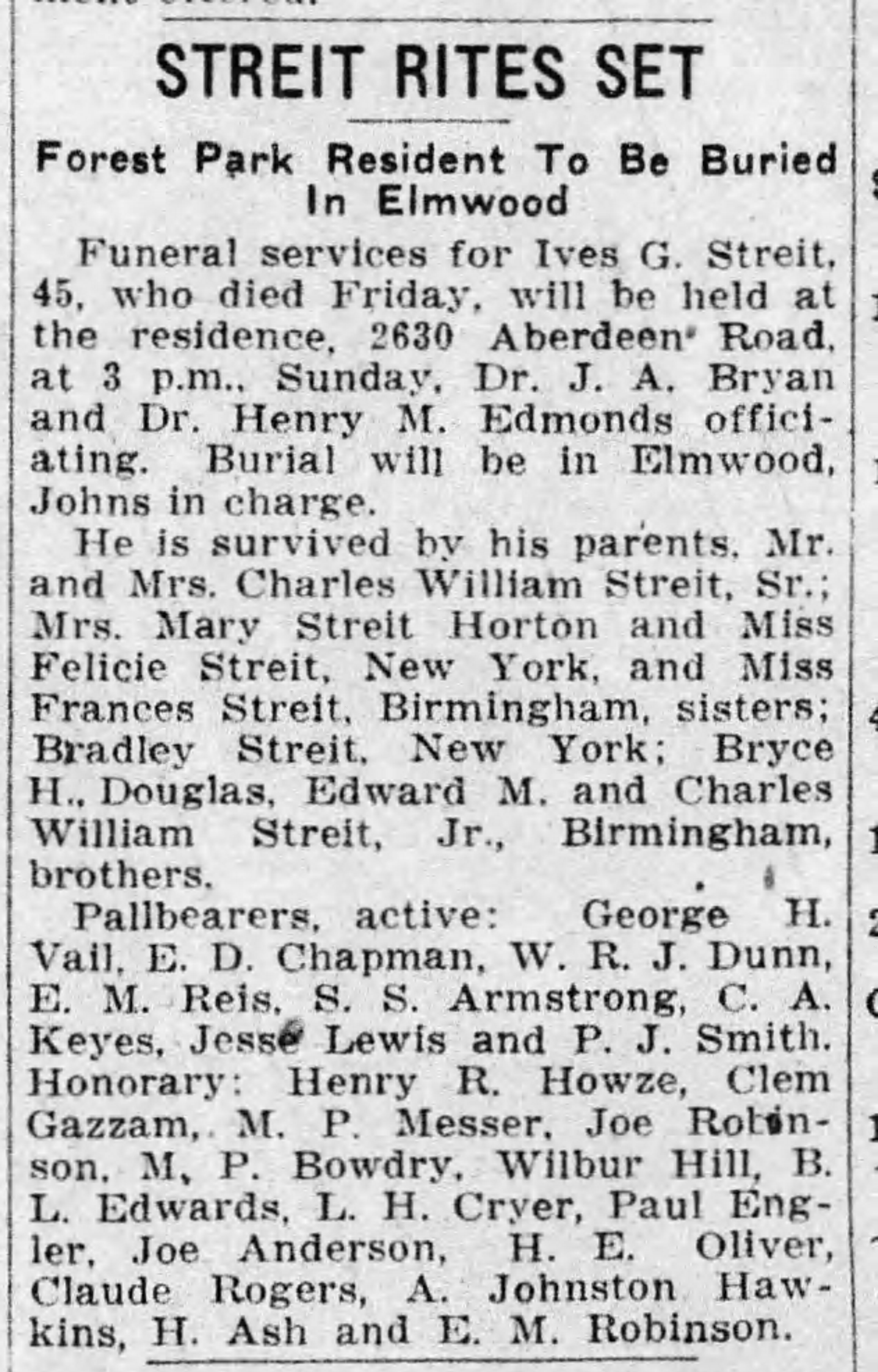 Ives G. Streit obituary